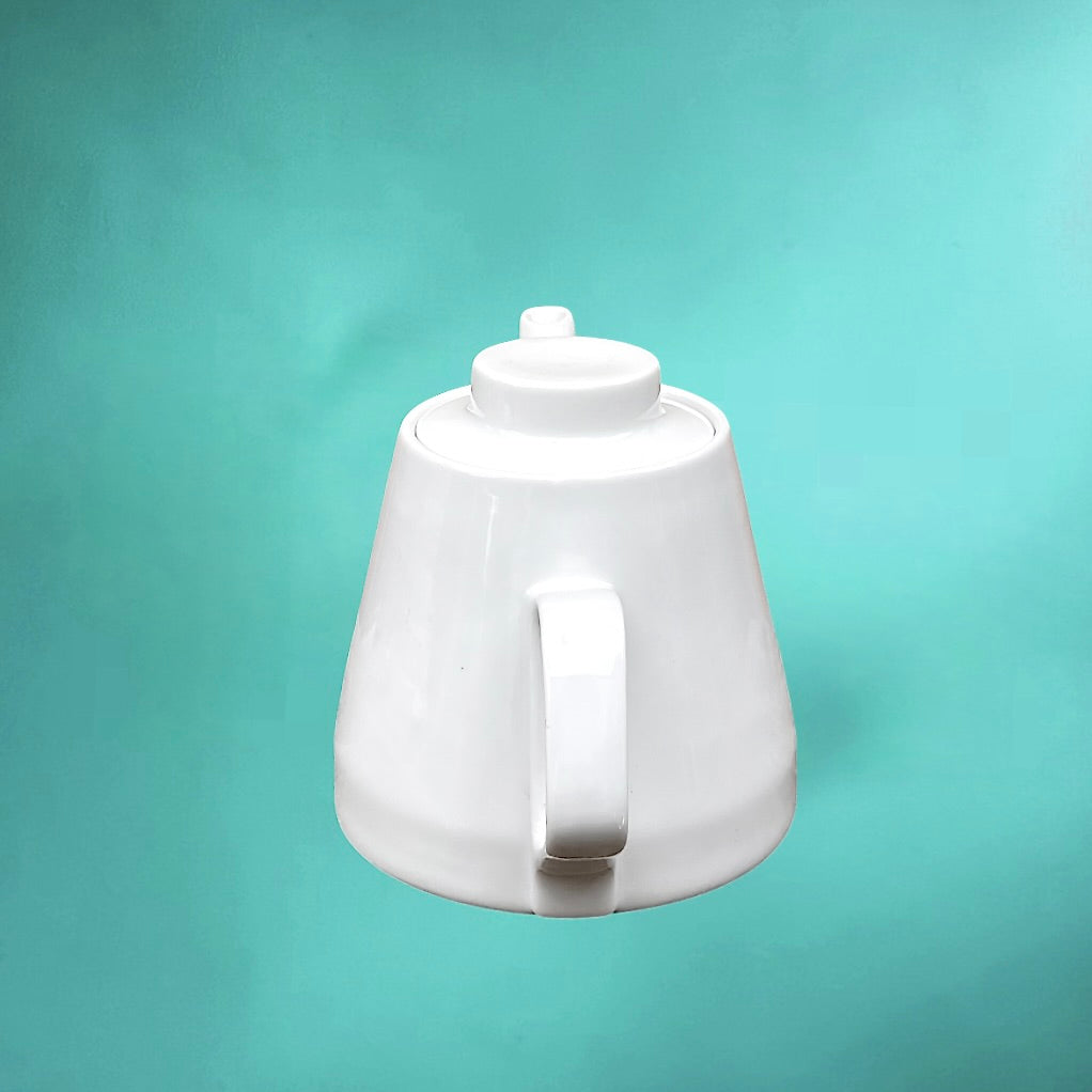 Théière Isotherme Melitta en Céramique Blanche et Aluminium – Années 60