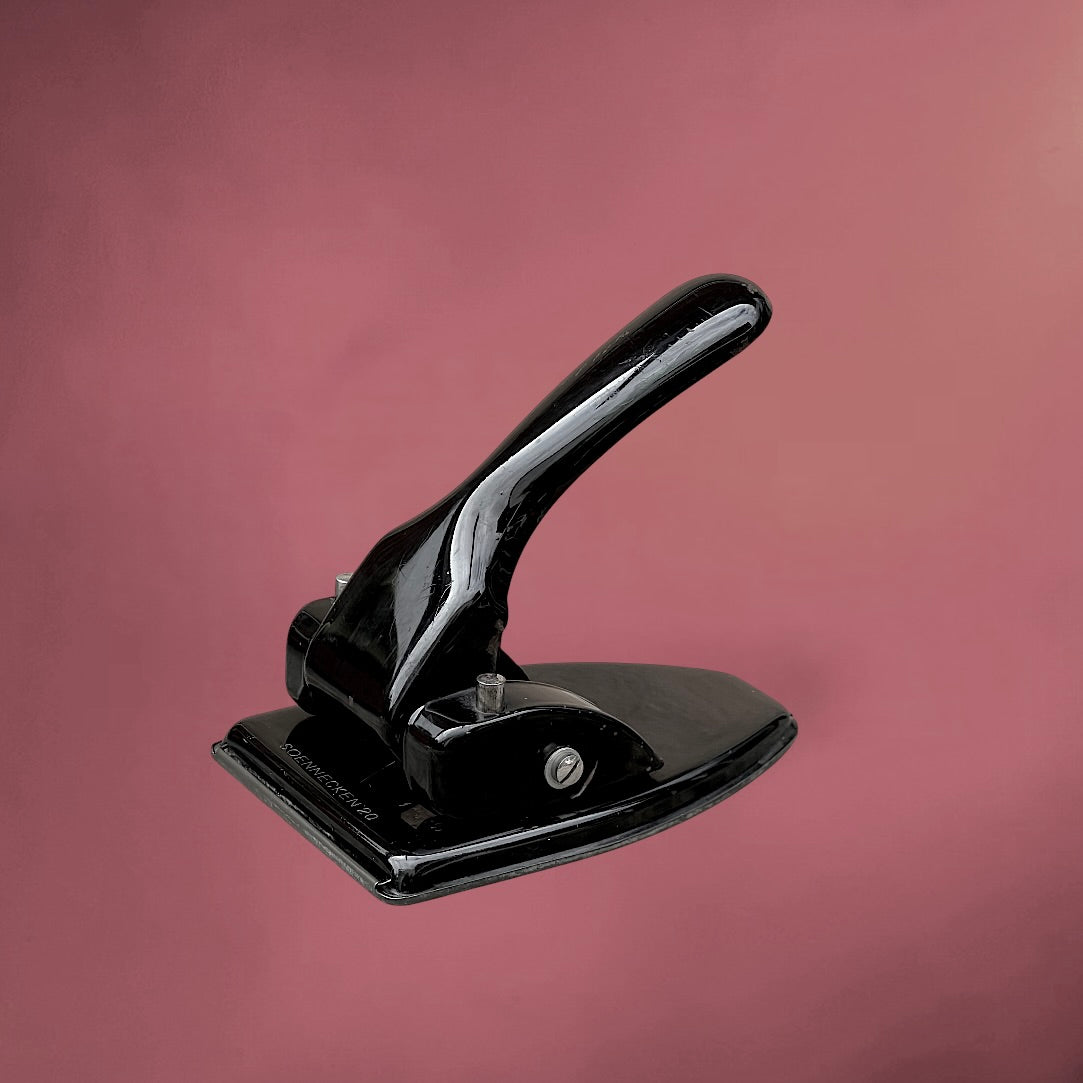 Ancien Perforateur de Bureau Soennecken 20 en Métal Laqué Noir – Années 40 50