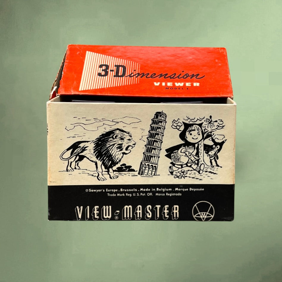 Ancien View-Master Modèle E en Bakélite Marron avec Boîte et 13 Disques – Années 50 60