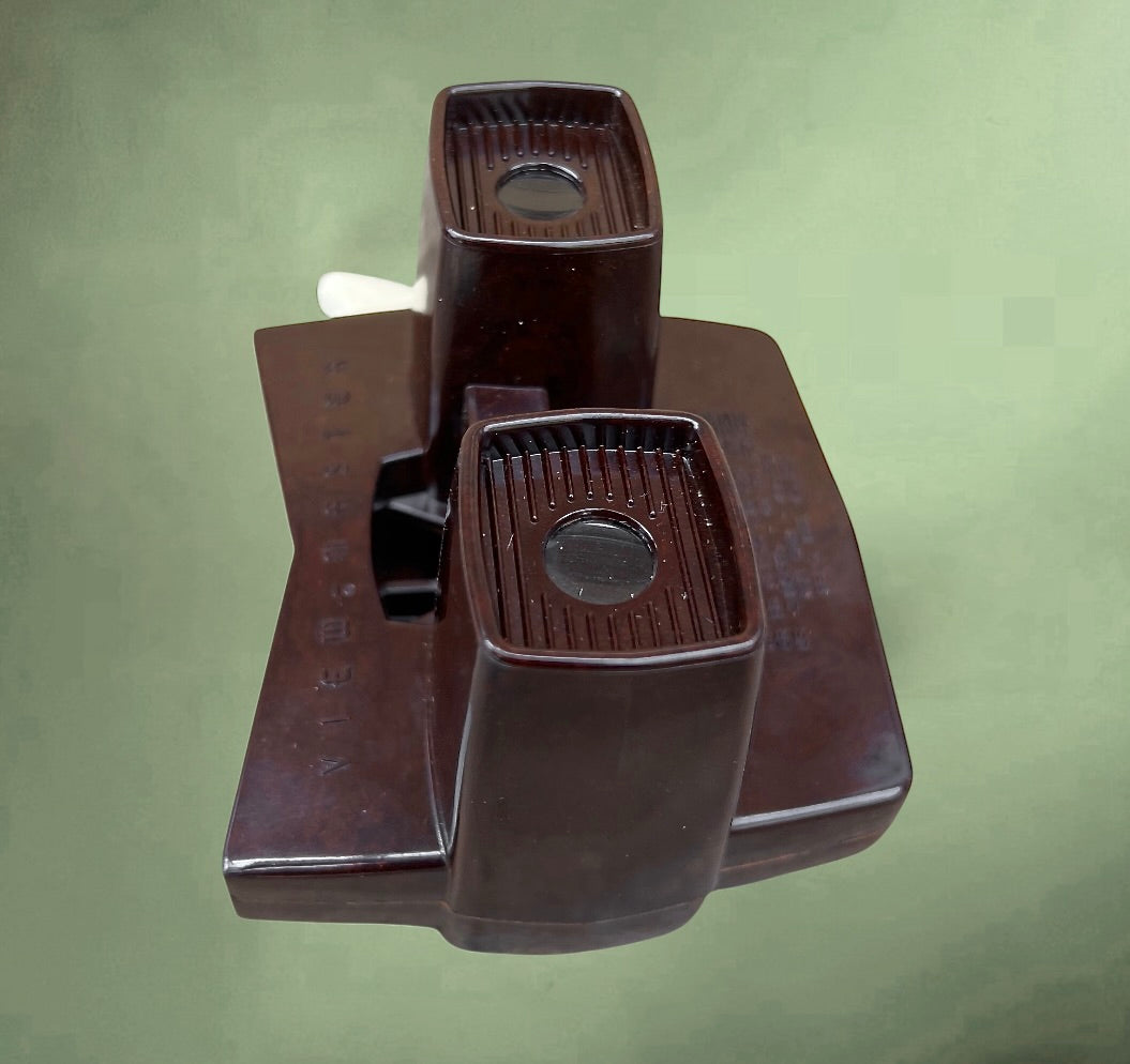 Ancien View-Master Modèle E en Bakélite Marron avec Boîte et 13 Disques – Années 50 60