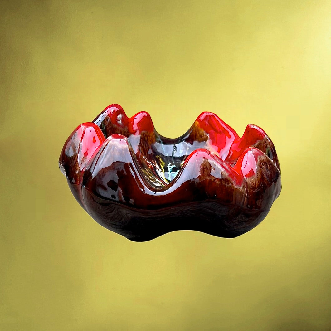 Coupe En Céramique Multicolore - Années 70