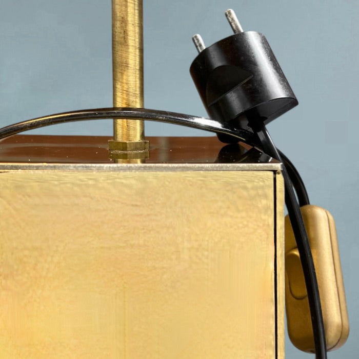 Grande Lampe De Sol en Verre Miroir Ambré Ajustable Abat-jour Marron Design Hollywood Regency – Années 70