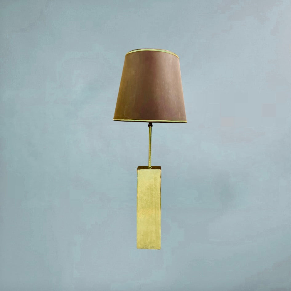 Grande Lampe De Sol en Verre Miroir Ambré Ajustable Abat-jour Marron Design Hollywood Regency – Années 70