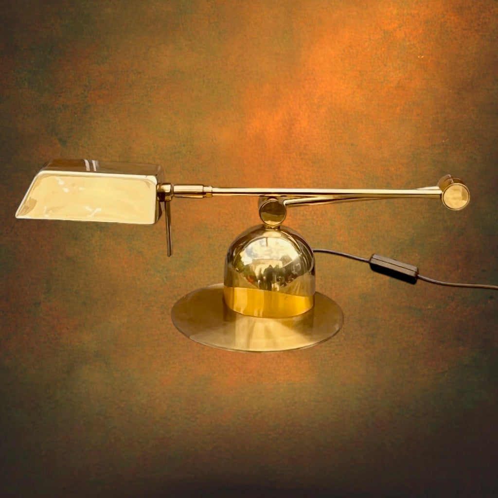 Lampe de Bureau Articulée OMI en Métal Chromé Doré Halogène Allemagne – Années 70