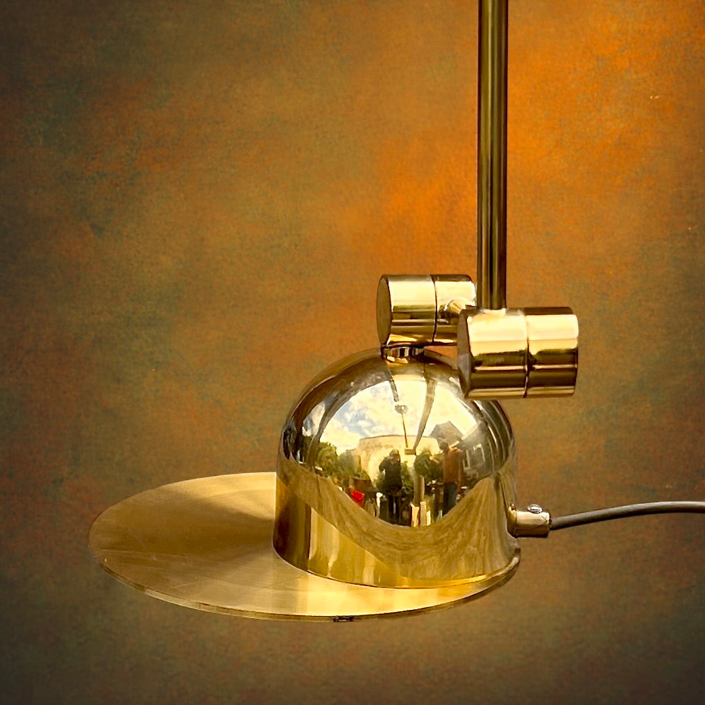 Lampe de Bureau Articulée OMI en Métal Chromé Doré Halogène Allemagne – Années 70