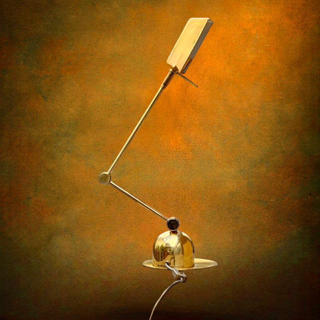 Lampe de Bureau Articulée OMI en Métal Chromé Doré Halogène Allemagne – Années 70