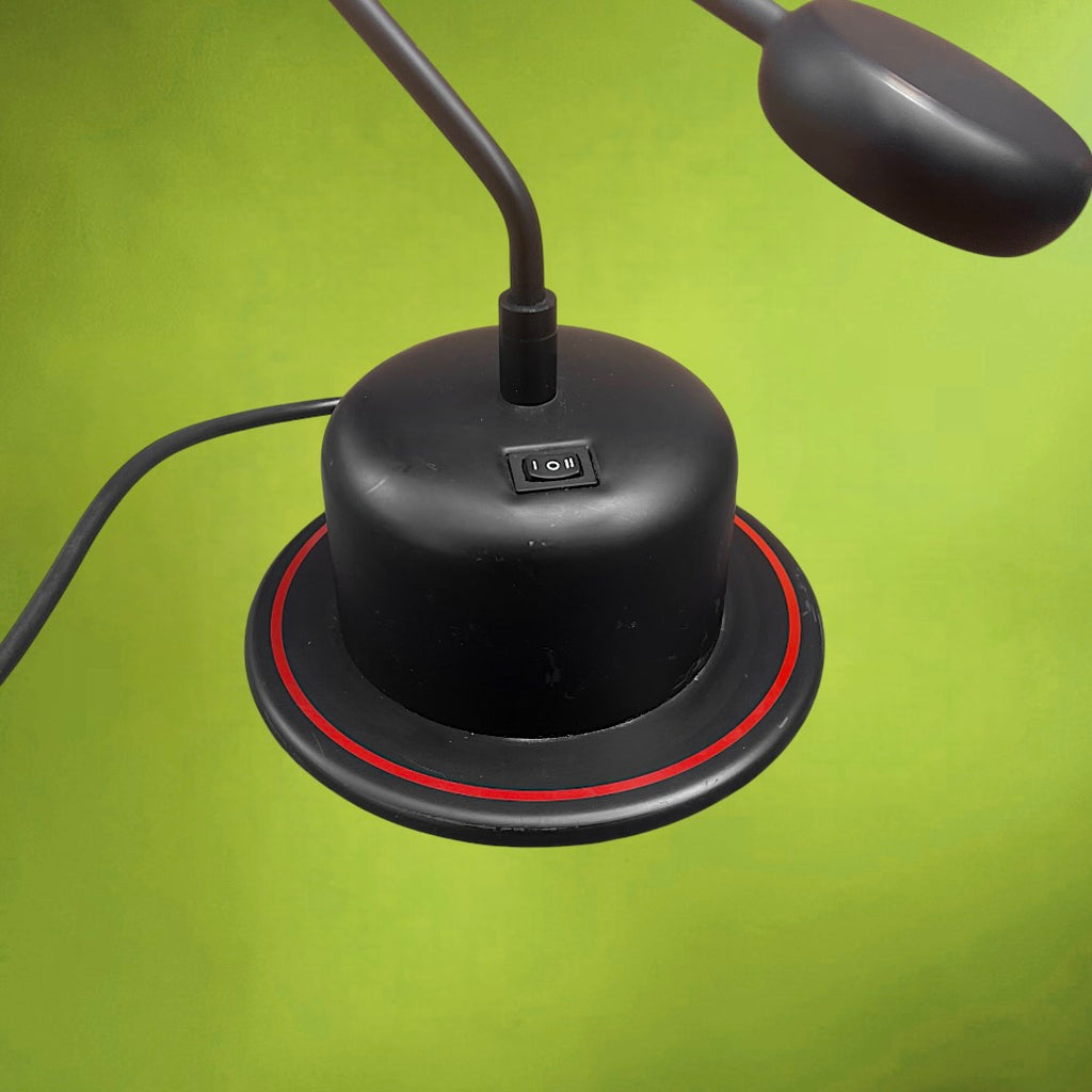 Lampe Postmoderne Massive Noire et Rouge Pivotante à Contrepoids – Lampe Memphis - Années 80 90