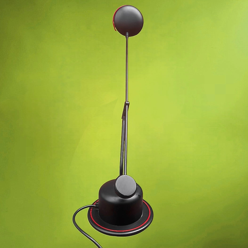 Lampe Postmoderne Massive Noire et Rouge Pivotante à Contrepoids – Lampe Memphis - Années 80 90