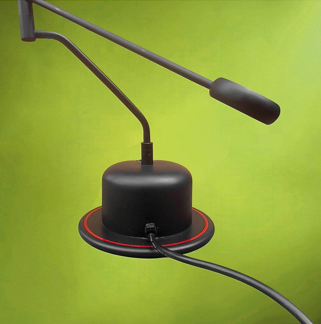 Lampe Postmoderne Massive Noire et Rouge Pivotante à Contrepoids – Lampe Memphis - Années 80 90