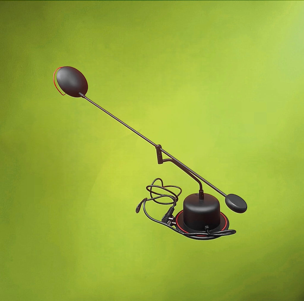 Lampe Postmoderne Massive Noire et Rouge Pivotante à Contrepoids – Lampe Memphis - Années 80 90