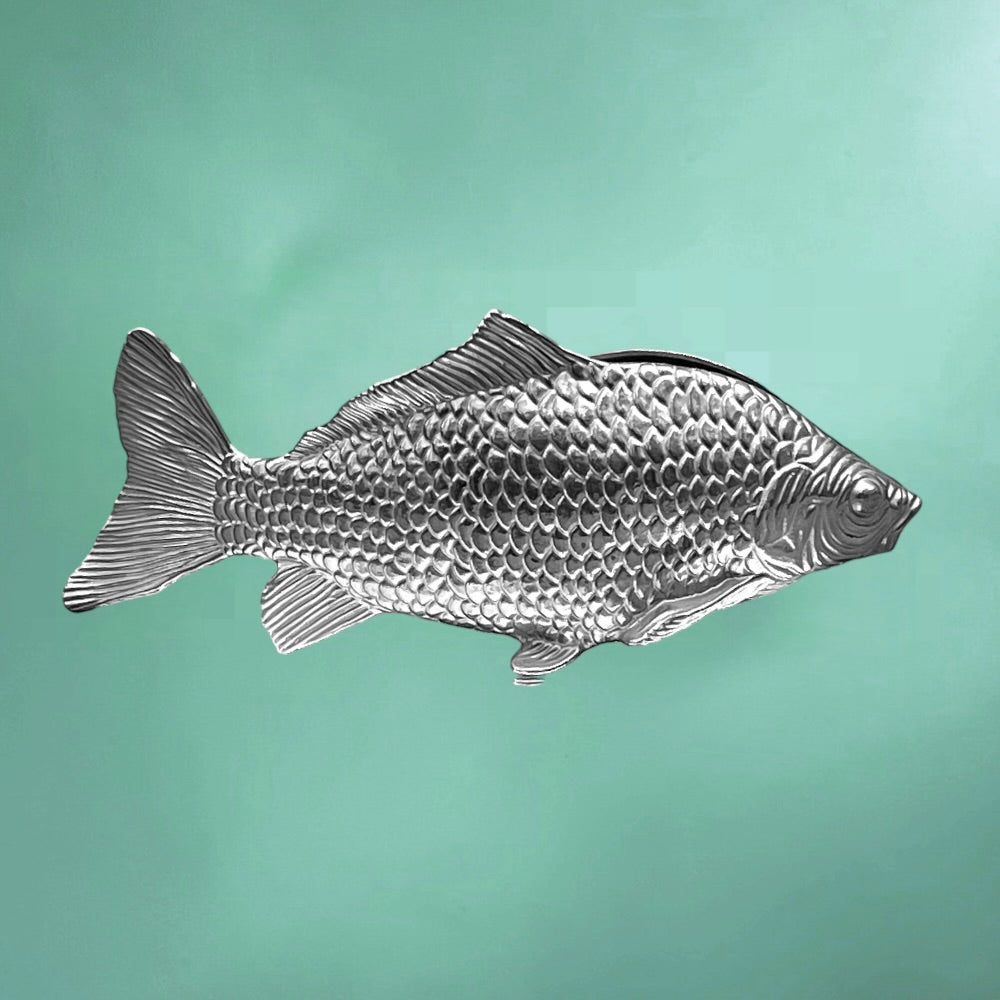 Trio de Porte-Serviettes Poissons en Métal Argenté Relief Écailles – Années 70