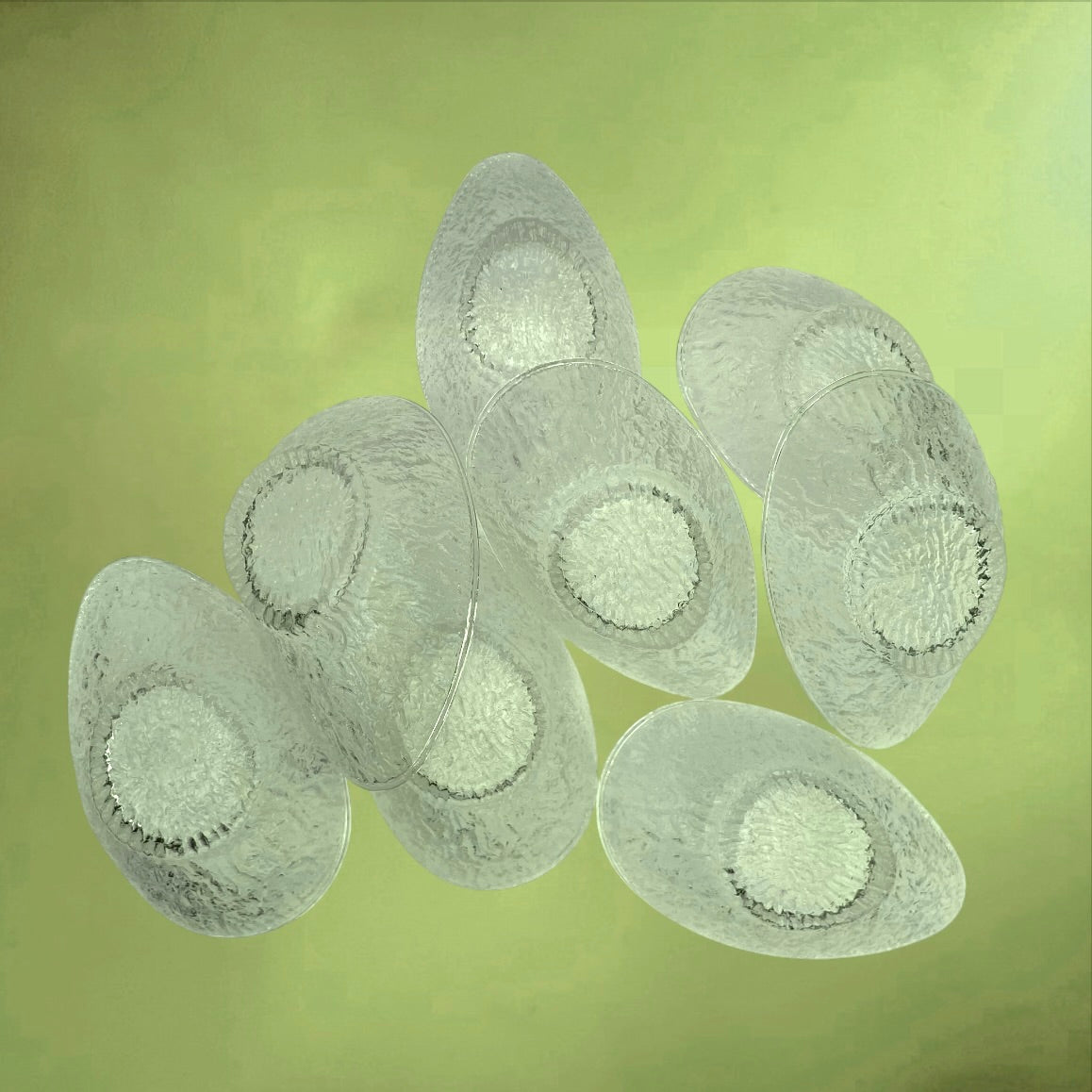 Lot de 8 Coupes à Avocat en Verre Texturé Italien Boîtes d’Origine – Années 70