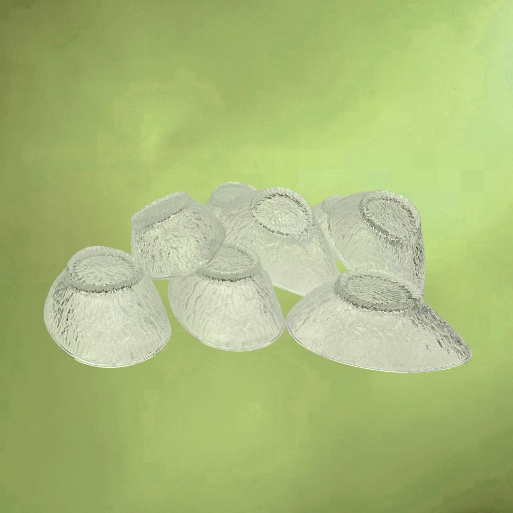 Lot de 8 Coupes à Avocat en Verre Texturé Italien Boîtes d’Origine – Années 70