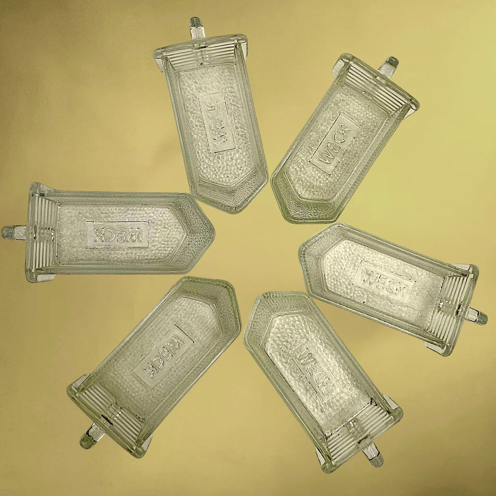 Anciennes Goulottes en Verre Texturé Pour Étagère – Weck ou Poncet – Années 50 60