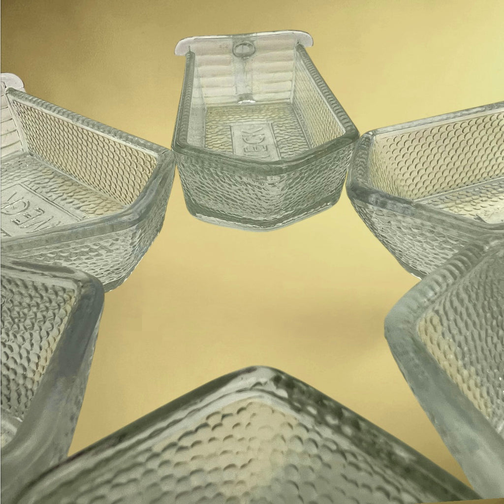 Anciennes Goulottes en Verre Texturé Pour Étagère – Weck ou Poncet – Années 50 60