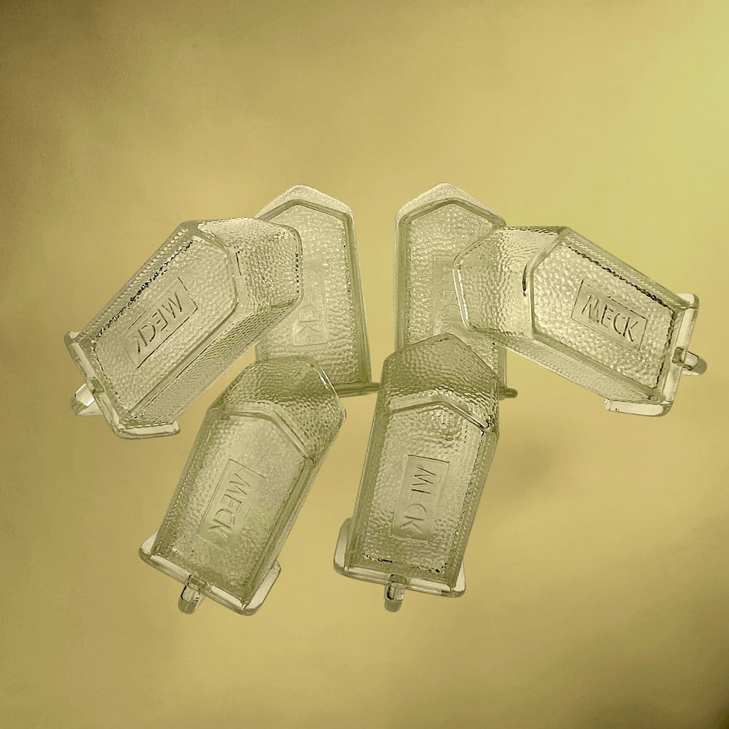 Anciennes Goulottes en Verre Texturé Pour Étagère – Weck ou Poncet – Années 50 60