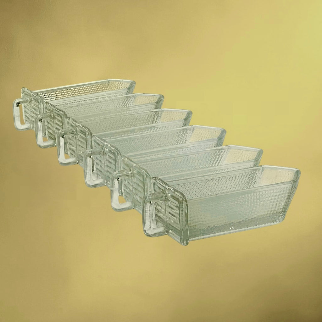 Goulottes Anciennes en Verre Texturé WECK et PONCET pour Étagères
