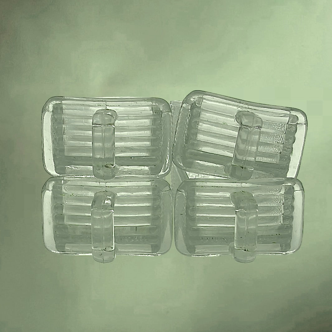 Anciennes Goulottes en Verre Texturé Pour Étagère – Weck ou Poncet – Années 50 60