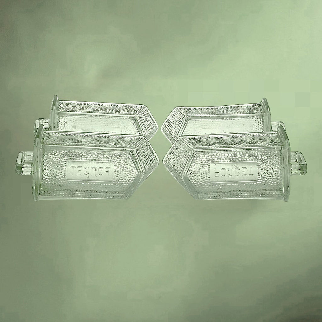 Anciennes Goulottes en Verre Texturé Pour Étagère – Weck ou Poncet – Années 50 60