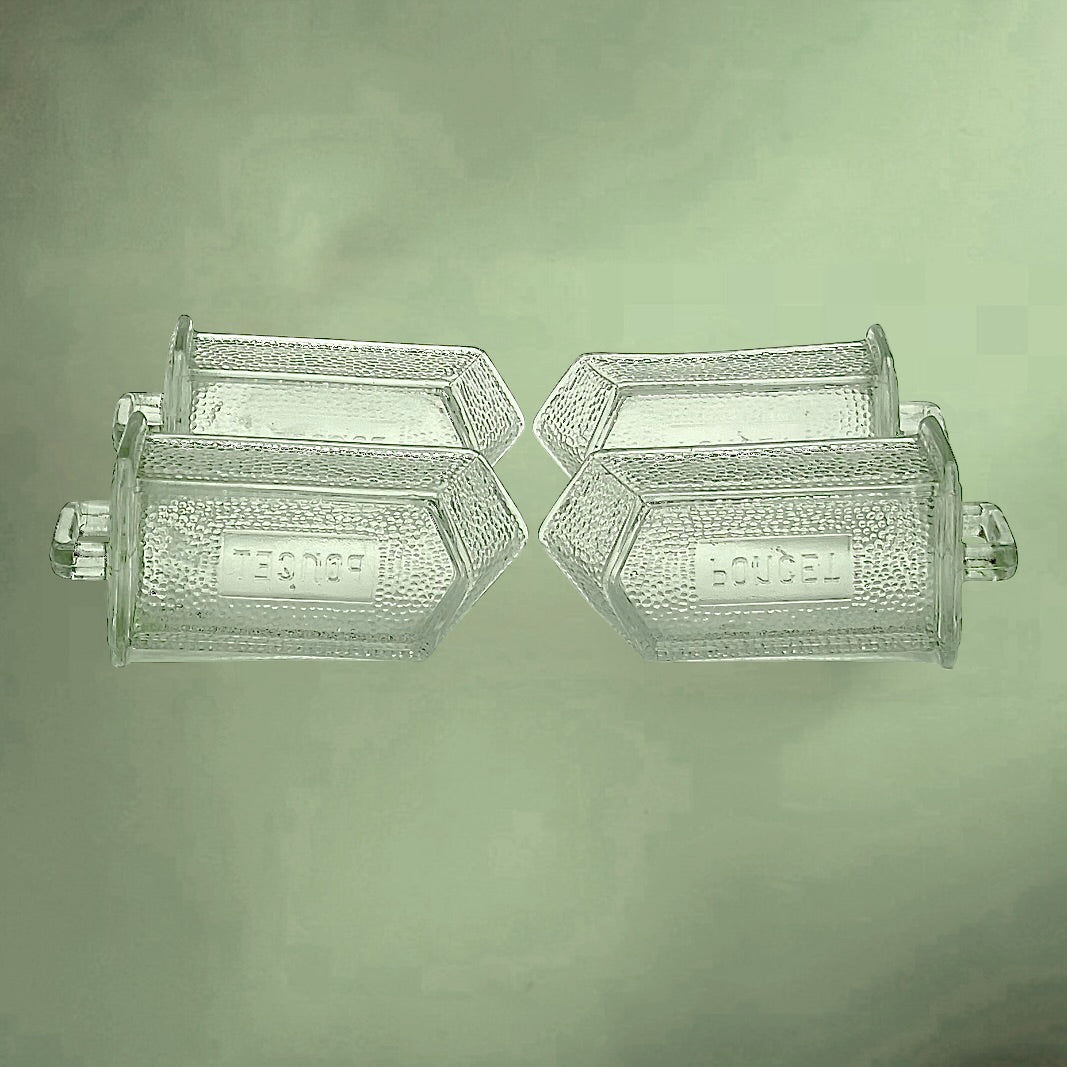 Anciennes Goulottes en Verre Texturé Pour Étagère – Weck ou Poncet – Années 50 60