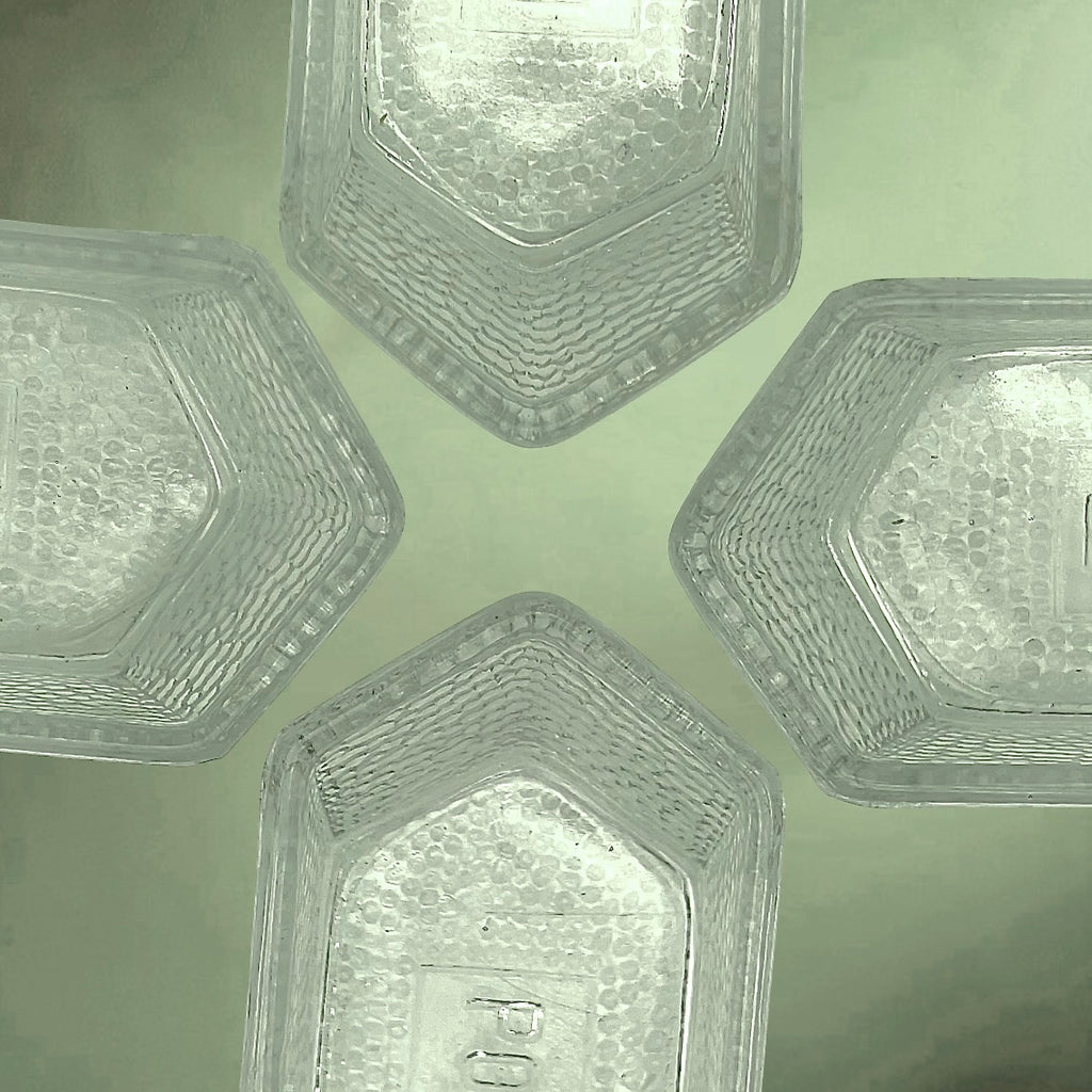 Anciennes Goulottes en Verre Texturé Pour Étagère – Weck ou Poncet – Années 50 60