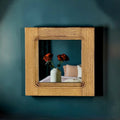Miroir Mural Carré Vintage en Bois Massif Clair