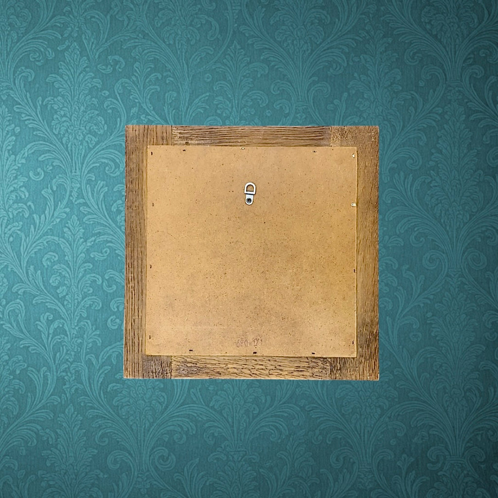 Miroir Mural Carré en Bois Massif Clair Glace 20 x 20 cm – Années 70 80