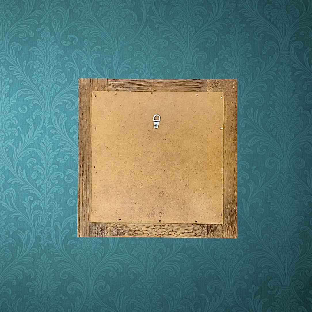 Miroir Mural Carré en Bois Massif Clair Glace 20 x 20 cm – Années 70 80