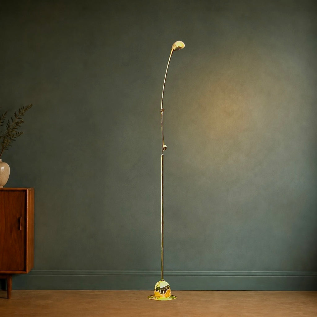 Lampadaire Vintage Massive Space Age en Métal Doré Bras Balancier – Années 70 80