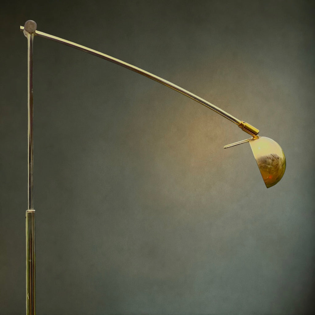 Lampadaire Vintage Massive Space Age en Métal Doré Bras Balancier – Années 70 80