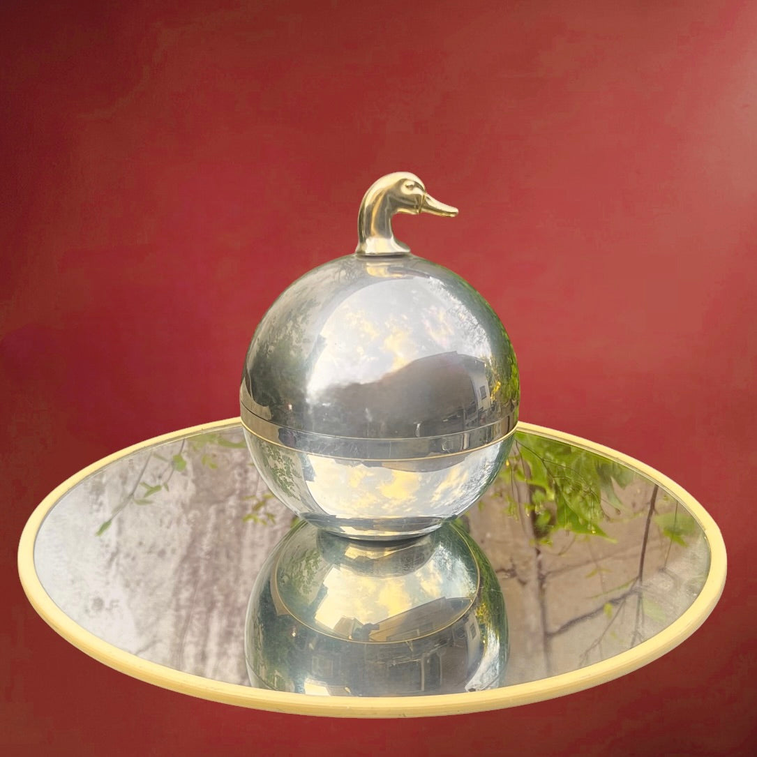 Seau à Glace Vintage Freddotherm Canard Chrome et Doré – Attribué Hans Turnwald – Années 70