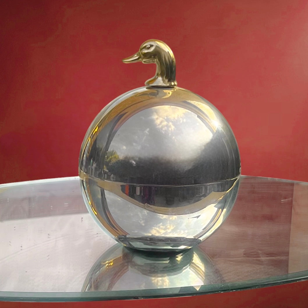 Seau à Glace Vintage Freddotherm Canard Chrome et Doré – Attribué Hans Turnwald – Années 70