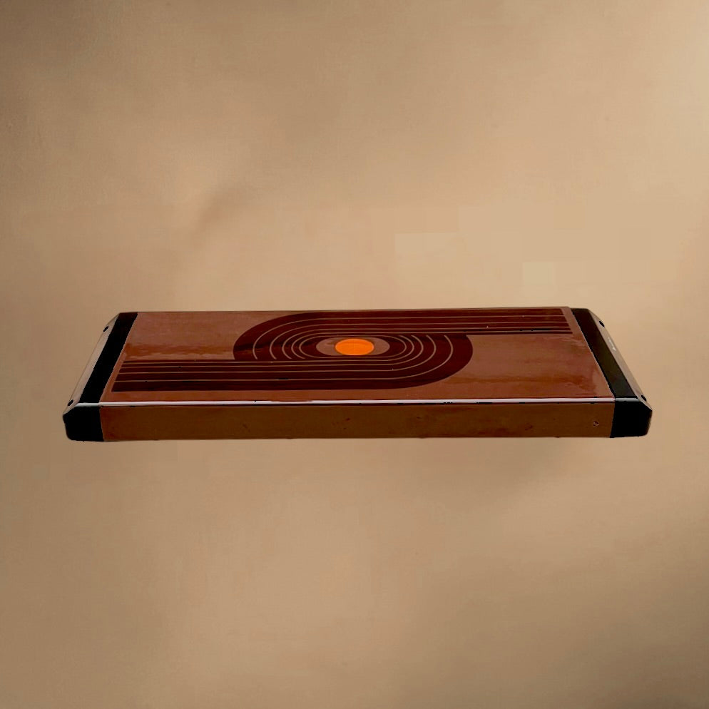 Chauffe-Plat Vintage Moulinex Space Age Émaillé Brun et Orange – Années 70