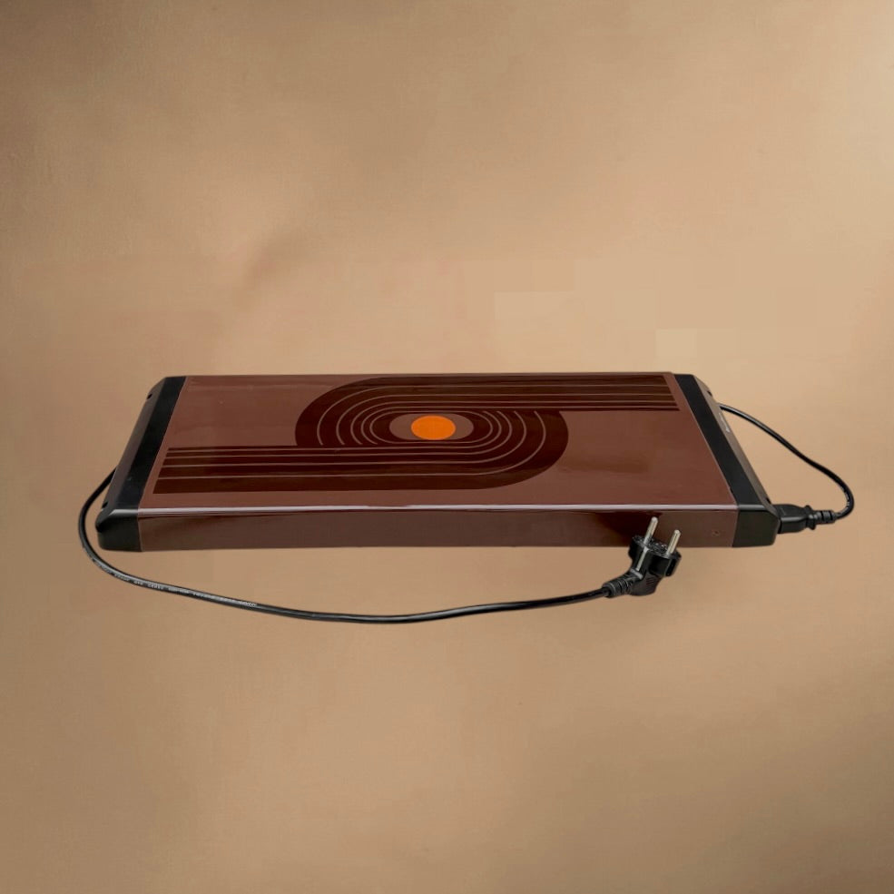 Chauffe-Plat Vintage Moulinex Space Age Émaillé Brun et Orange – Années 70