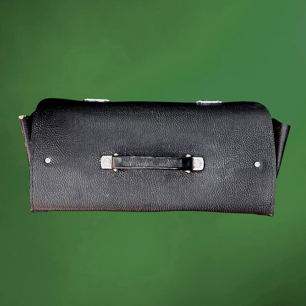 Ancienne Mallette de Travail PARAT en Simili Cuir Noir Grainé Intérieur Vert – Années 60 70