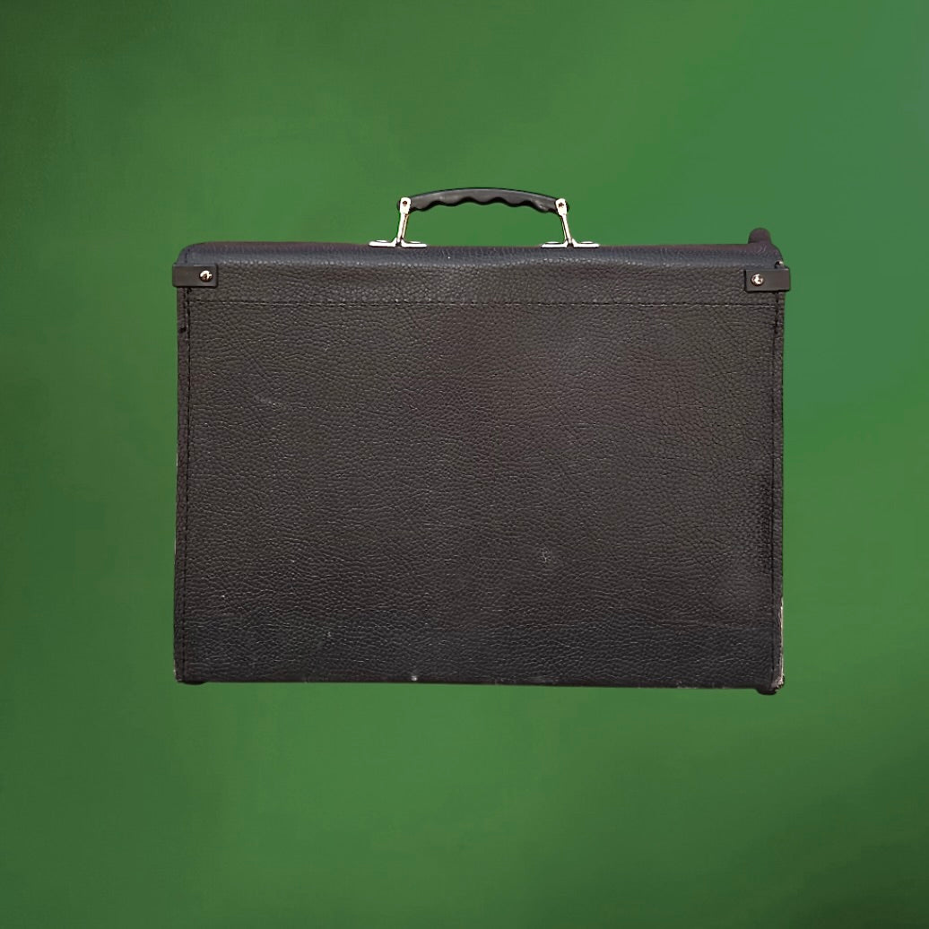 Ancienne Mallette de Travail PARAT en Simili Cuir Noir Grainé Intérieur Vert – Années 60 70