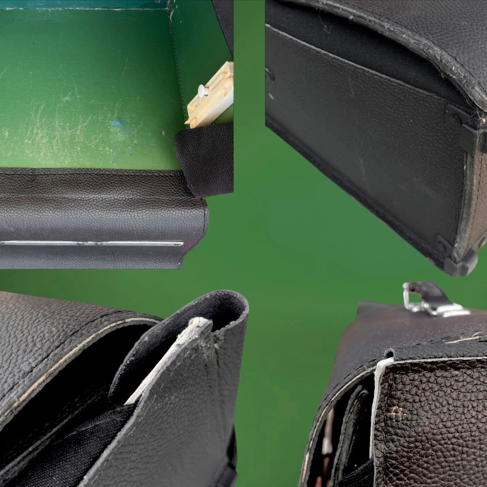 Ancienne Mallette de Travail PARAT en Simili Cuir Noir Grainé Intérieur Vert – Années 60 70