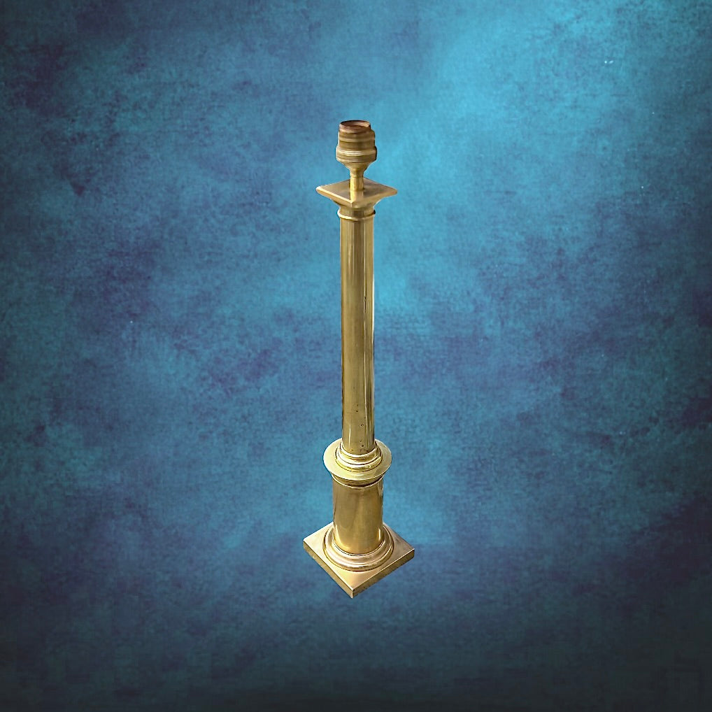 Grand Pied de Lampe Vintage en Laiton Style Colonne Néoclassique Douille Cuivre – Années 60