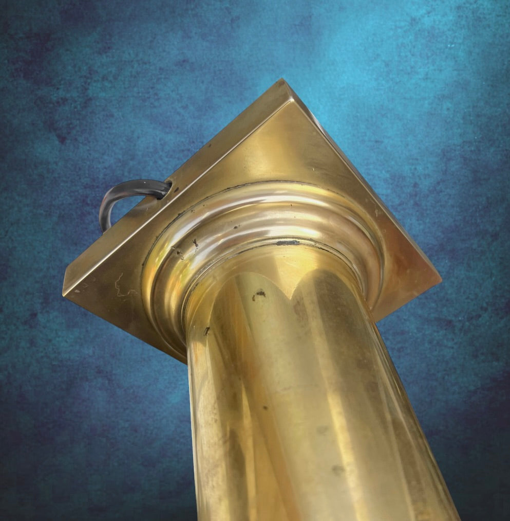 Grand Pied de Lampe Vintage en Laiton Style Colonne Néoclassique Douille Cuivre – Années 60