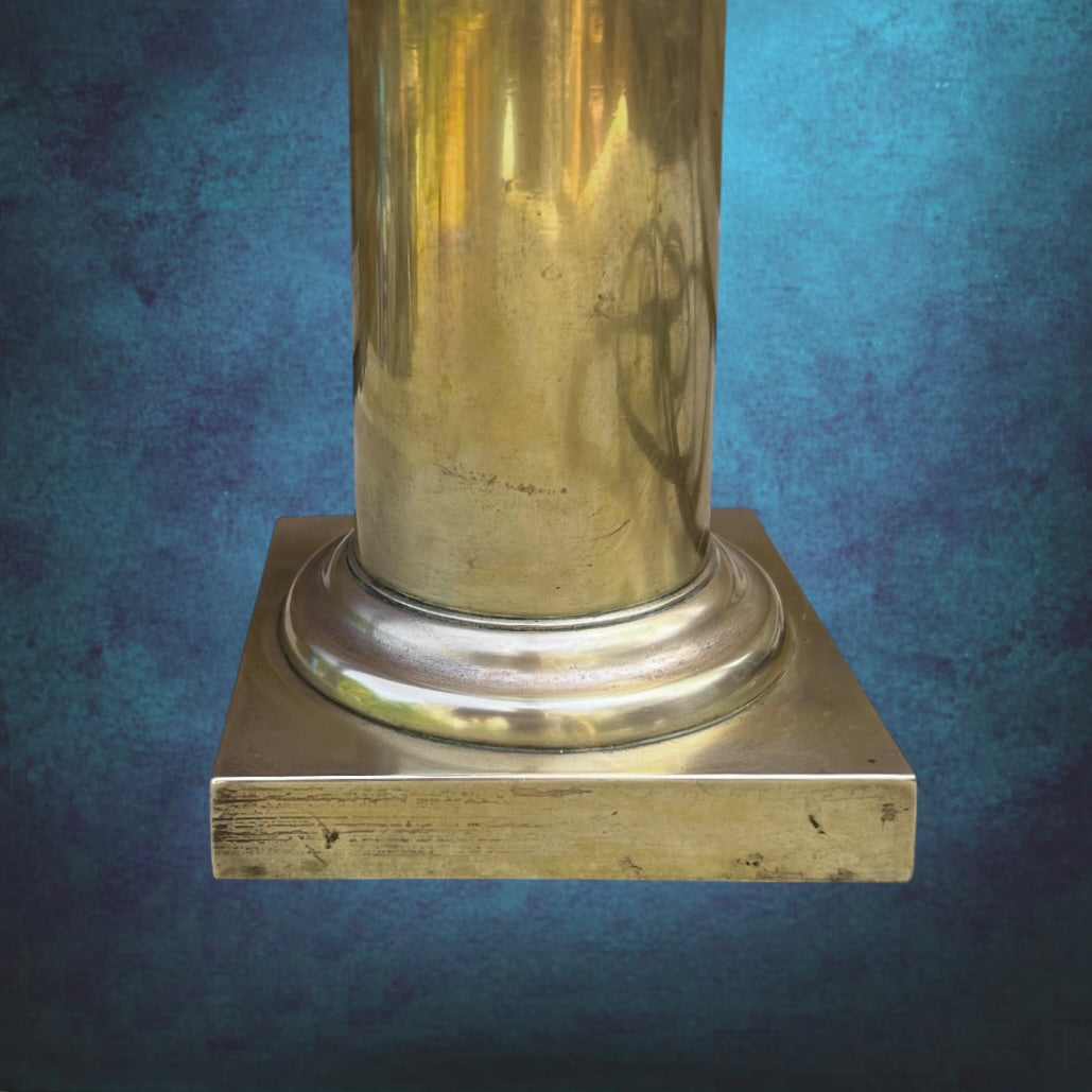 Grand Pied de Lampe Vintage en Laiton Style Colonne Néoclassique Douille Cuivre – Années 60