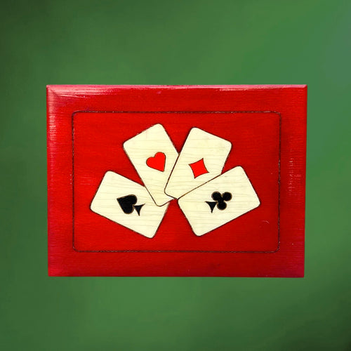 Boîte à Cartes Vintage Rouge avec Deux Jeux de Bridge CADET