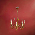 Lustre Ancien en Laiton Doré Massif Style Louis XV à 8 Feux
