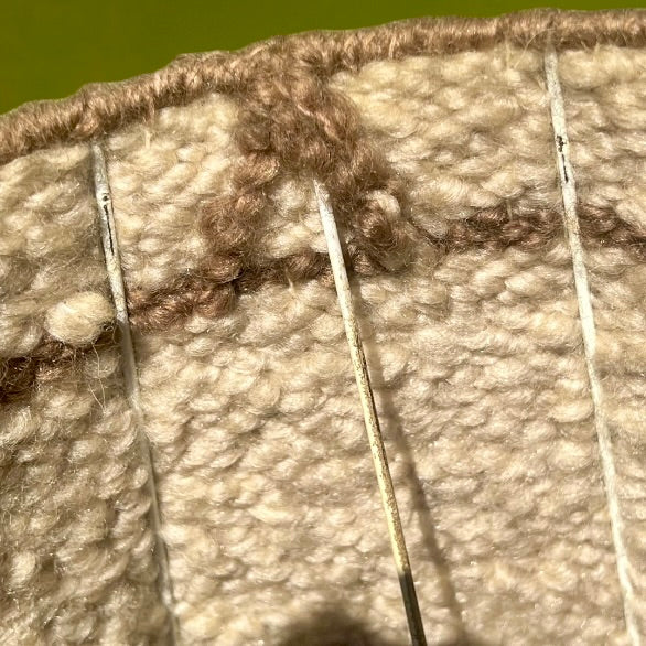 Abat-Jour Vintage en Laine Tissée Beige Rayures Marron Années 70
