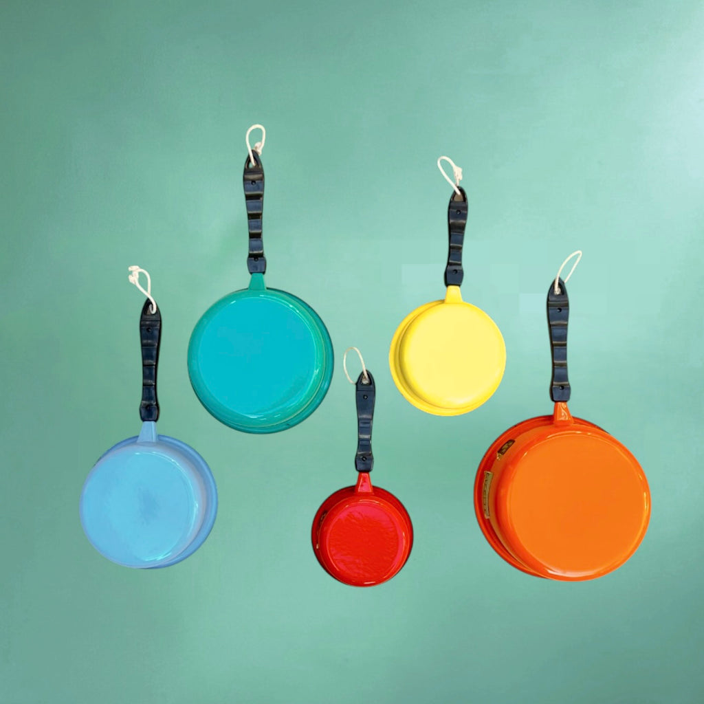 Série de 5 Casseroles Émaillées Vintage LeopolD Couleurs Vives