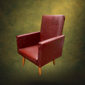 Fauteuil Enfant Vintage Bordeaux Pieds Compas Bois Années 50 60