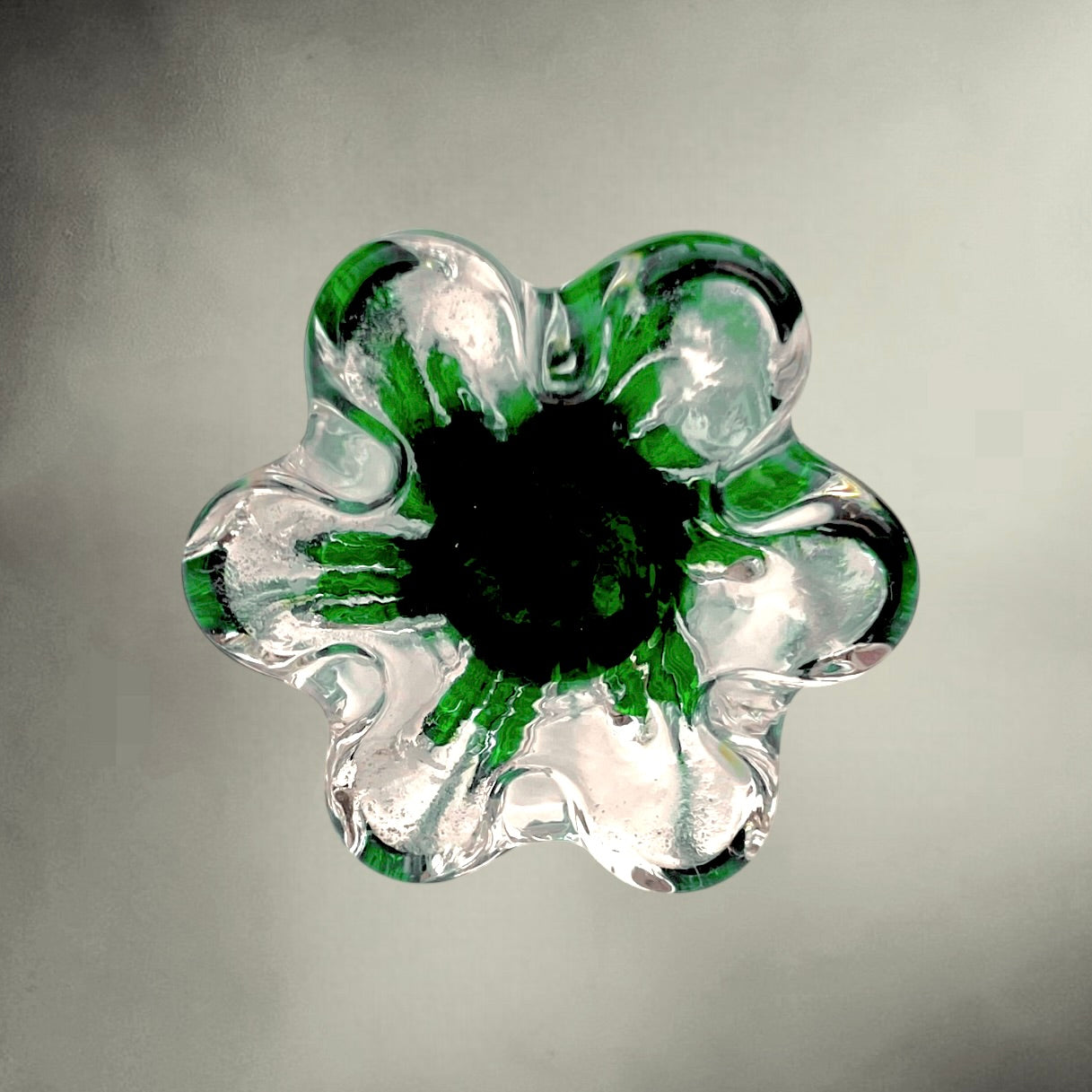 Vase Soliflore Vintage en Verre Sommerso Vert et Transparent – Années 60 70