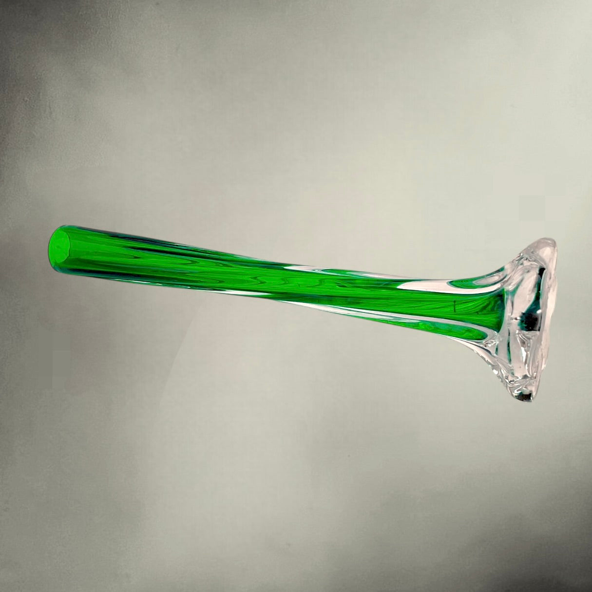 Vase Soliflore Vintage en Verre Sommerso Vert et Transparent – Années 60 70
