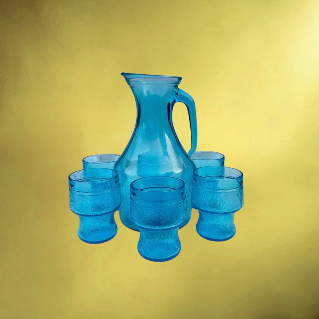 Service Turquoise Fidenza Vetraria – Carafe et 6 Verres