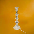 Pied de Lampe Vintage en Lucite / Plexiglas Facetté et Métal Chromé - Style Hollywood Regency 1970
