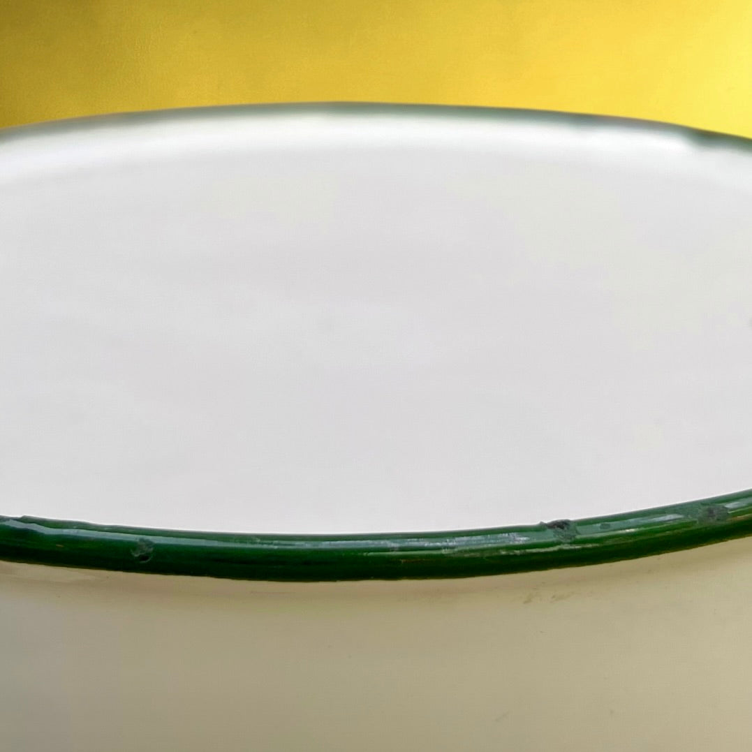 Broc Pichet Ancien En Tôle Émaillée Blanc Crème Décor Tournesols Années 70-80